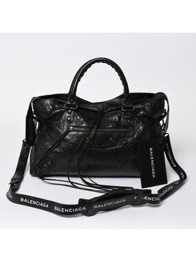 Balenciaga Handbag Black Classic City Medium Silver
